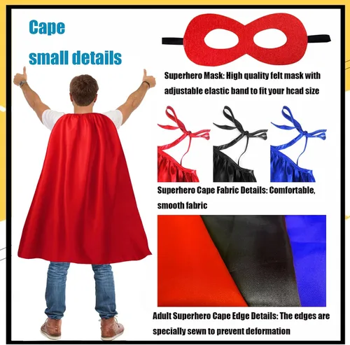 Vista 4 de Capas y máscaras de superhéroe para adultos, disfraz de superhéroe para fiesta de vampiro de Halloween