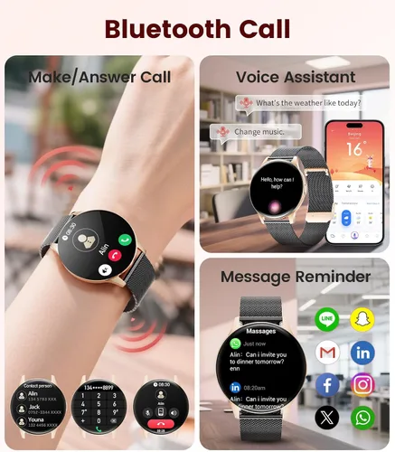 Vista 6 de LIGE Reloj inteligente para mujer, pantalla AMOLED de 1.43 pulgadas con respuesta/llamada para iPhone/Android/Samsung, rastreador de actividad