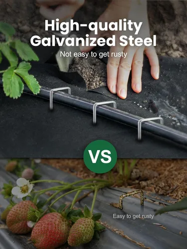 Vista 5 de GROWNEER Paquete de 50 Grapas para Paisajismo de 4 Pulgadas de Servicio Pesado Calibre 11 Acero Galvanizado Estacas de Jardín Grapas Clavijas