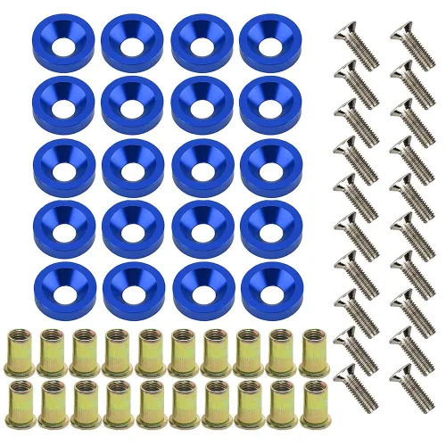 Vista 7 de Kit de 20 piezas para vestir motor: arandelas de aluminio, pernos y tuercas de remache (negro)