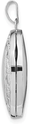 Vista 2 de ICE CARATS Collar con medallón de foto personalizado ovalado de oro blanco de 14 quilates, joyería fina para mujer, regalos para ella