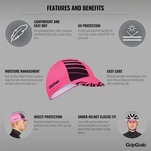 Vista 2 de GripGrab - Gorra de ciclismo para hombre, ligera, con protección UV, de malla, muy transpirable, 8