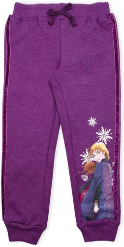 Vista 3 de Disney Frozen Elsa and Anna - Paquete de 2 pantalones deportivos para niñas y niños pequeños, color morado, grisazul