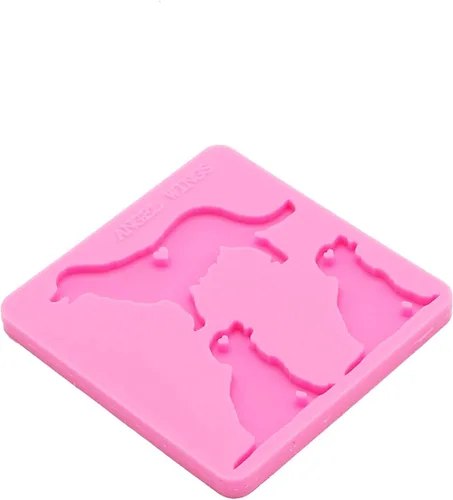 Vista 3 de Llavero brillante con forma de familia de perro, molde de silicona, resina epoxi, moldes de joyería de silicona, moldes de manualidades de resina