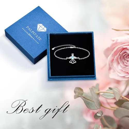 Vista 7 de Palpitate Angel Bracelet Guardian Angel Bracelets 925 Sterling Silver Angel Wing Jewelry Gift for Women Girls Adjustable