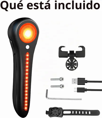 Vista 9 de DARKBEAM Luz trasera inteligente para bicicleta, con sensor de freno/luz, recargable USB-C, IP64 impermeable, 5 modos de luz, luz trasera