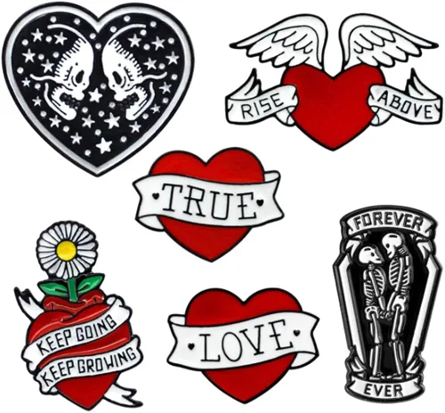 Vista 4 de Flairs New York - Broche de solapa esmaltado hecho a mano Corazón de amor verdadero