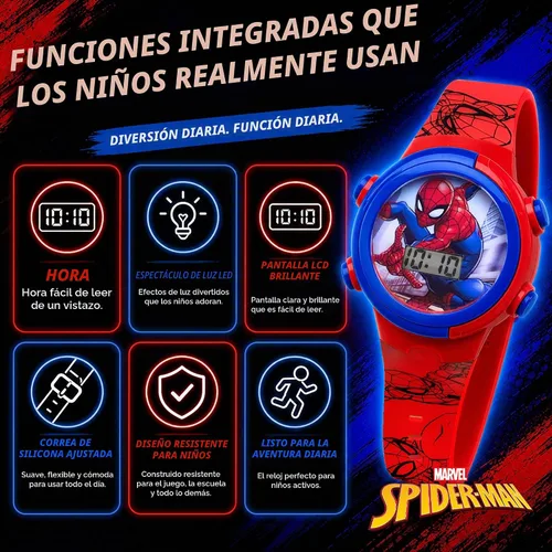 Vista 4 de Marvel Spider-Man Kids Watches – Digital Display, Interactive Features, Adjustable Strap, Vibrant Spider-Man Graphics, Durable for Active Kids Azul