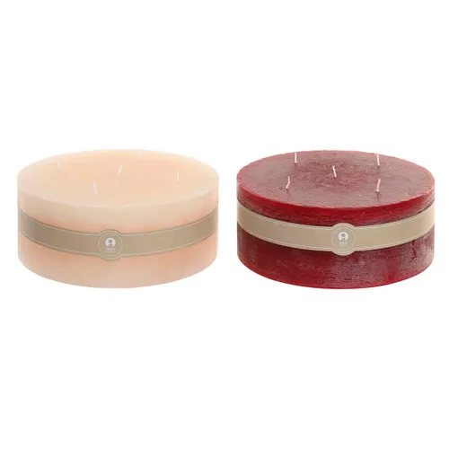 Vista 2 de Vela Home ESPRIT Rojo Crema Navidad 25 x 25 x 10 cm (2 Unidades)