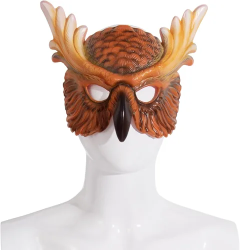 Vista 7 de whitefeather Máscara decorativa de búho, media cara, accesorio de disfraz de Halloween
