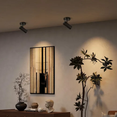 Vista 4 de Aisilan - Paquete de 2 focos LED modernos direccionales regulables para interiores, ángulo ajustable, lámpara de techo con cable para sala de estar
