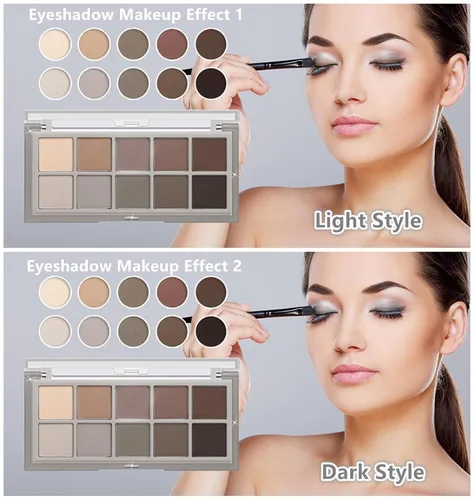 Vista 2 de Go Ho Paleta de sombra de ojos de 10 colores, paleta de sombra de ojos mate para mujeres mayores, tonos mezclables altamente pigmentados, paleta