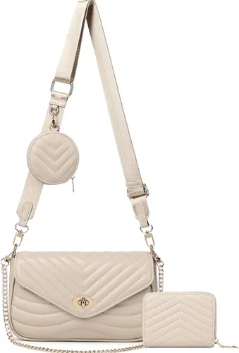 Vista 18 de JEEHAN - Bolsos bandolera acolchados para mujer, bolsos de hombro de diseño, monedero pequeño
