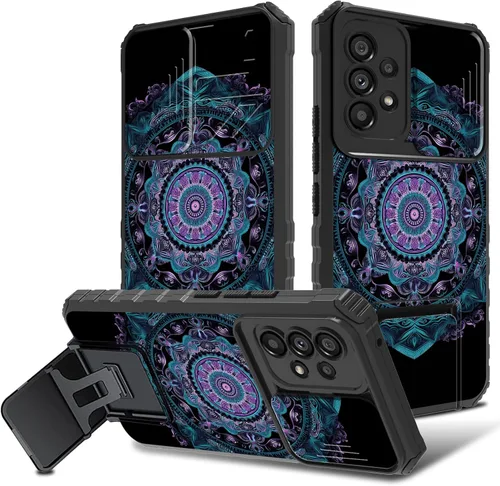 Vista 25 de Funda para Samsung Galaxy A53 5G con funda para cámara y soporte de soporte, resistente, a prueba de golpes, TPU funda protectora para Samsung Flor