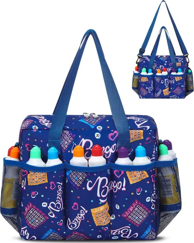 Vista 13 de Bolsa de Bingo con Bolsillos para Marcadores Casino Accesorios de Juego de Bingo para Adultos Mayores Negro