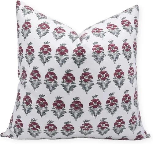Vista 12 de Fundas de almohada hechas a mano con estampado de bloques de 14 x 14 pulgadas, tela de lona de pato, decoración para sofá, cama, interior, exterior