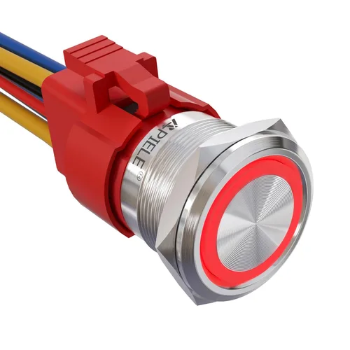 Vista 17 de APIELE Interruptor de Botón Pulsador con Pestillo de 10 Amperios 22mm 12V Ojo de Ángel LED Impermeable Aleación de Aluminio Redondo Autobloqueante