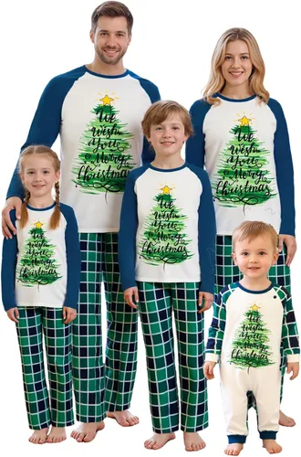 Vista 17 de OAKFashion Conjuntos de Pijamas Familiares de Navidad, Pijamas Familiares a Juego de Navidad Ropa de Dormir Pjs