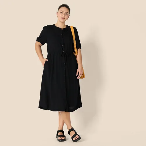 Vista 7 de Tienda Essentials Womens Fit and Flare Half-Sleeve Waisted Midi A-Line Dress with Pockets