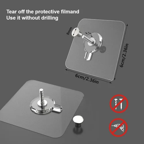 Vista 2 de 12 piezas de perchas para cuadros sin clavos, perchas de pared sin clavos, ganchos adhesivos para pared para colgar cuadros para cocina, baño, hogar