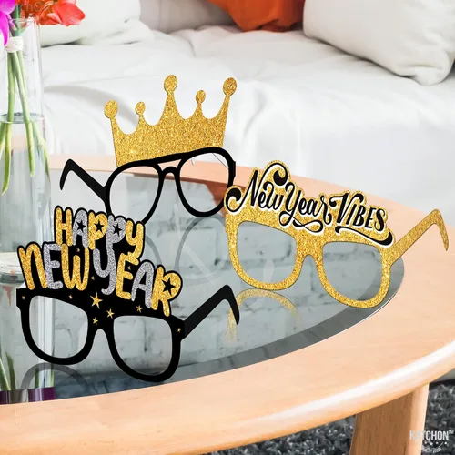 Vista 4 de KatchOn Gafas de Año Nuevo 2025 – Paquete de 12 Suministros para fiestas NYE 2025, gafas de sol de feliz año nuevo 2025, decoraciones