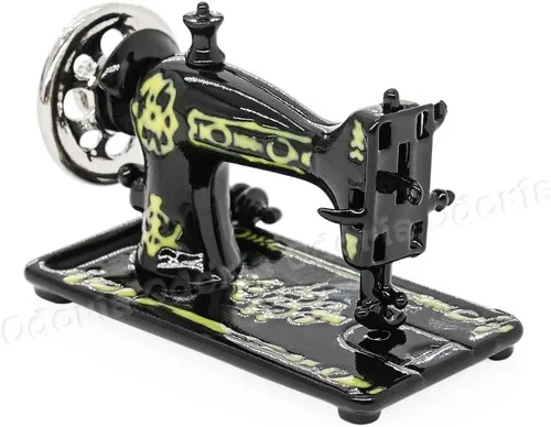 Vista 3 de Odoria 1/12 máquina de coser en miniatura accesorios de decoración de casa de muñecas, negro