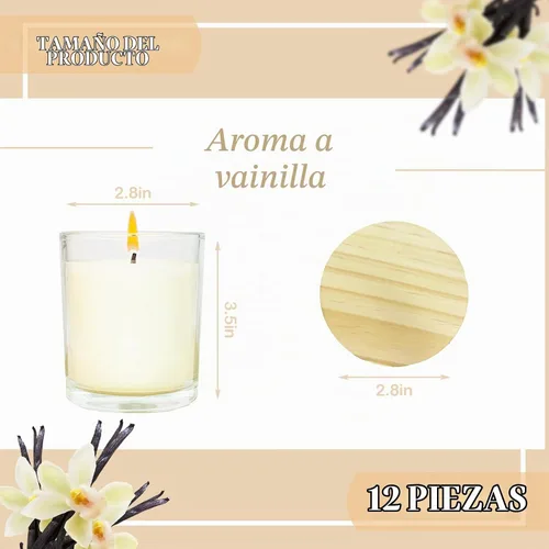 Vista 2 de 12 velas de soja blanca a granel de 6 onzas, juego de velas perfumadas de vainilla, velas de aromaterapia a granel, gran vela perfumada para aliviar