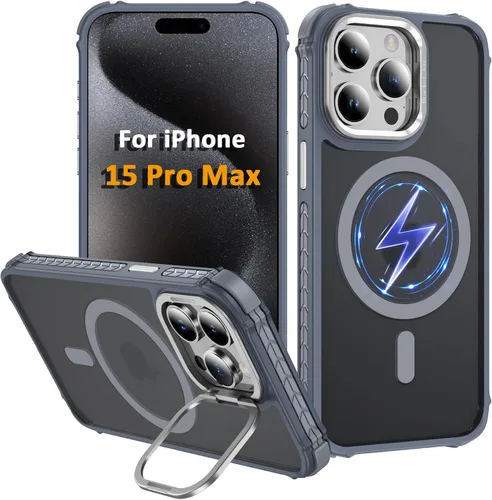 Vista 43 de Funda KETGII para iPhone 13, para iPhone 14, compatible con MagSafe, carga inalámbrica, resistente, a prueba de golpes, pata ajustable, delgada