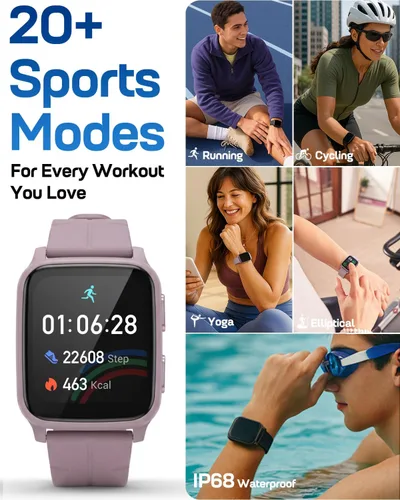 Vista 5 de MorePro Rastreador de actividad física con monitor de frecuencia cardíaca y presión arterial 24/7, oxígeno en sangre y rastreador de sueño, reloj