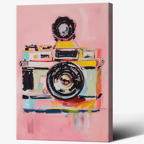 Vista 8 de Lienzo moderno para cámara, arte de pared con acuarela, póster de cámara preppy para fotógrafo, regalo Y2K, impresiones estéticas para habitación