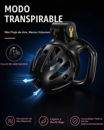 Vista 6 de Male Chastity Spiked Cock Penis Cage DINGYAN Chastity Devices (Black, XS) 5 anillos de bola de 1.772 in, diseño de cobra invisible impreso en 3D