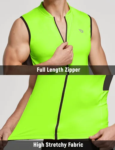 Vista 4 de BALEAF Camiseta de ciclismo sin mangas para hombre, camiseta de ciclismo de carretera, camisetas sin mangas, bolsillos con cremallera completa, SPF
