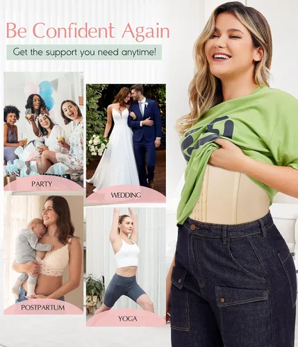 Vista 7 de MERYOSZ Entrenador de cintura para mujer, faja de control de abdomen, faja de compresión de malla, moldeador de cuerpo, corsé deportivo