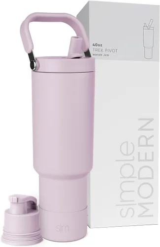 Vista 34 de Simple Modern Trek Pivot Vaso con pajita abatible de 30 oz con asa Botella de agua y protector Tapas intercambiables de pajita y para beber