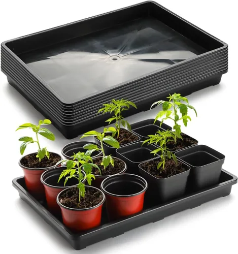 Vista 8 de RooTrimmer Paquete de 5 bandejas para macetas de vivero, bandeja de transporte y sujeción para plantas para macetas de inicio de semillas, Negro