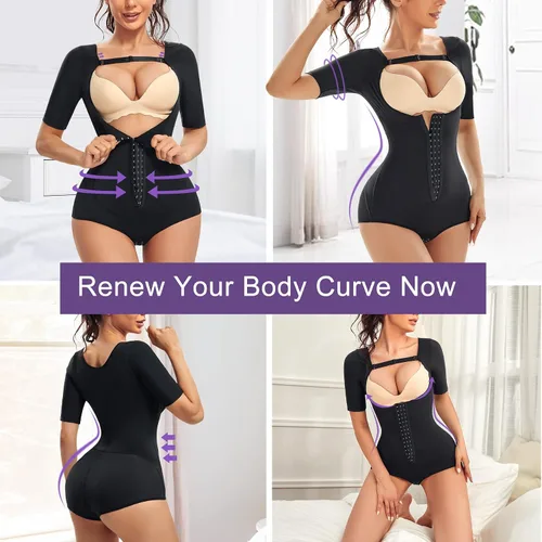 Vista 4 de MERYOSZ Entrenador de cintura para mujer, control de abdomen, tanga moldeadora de brazos, corsé moldeador de fajas moldeadoras de busto abierto