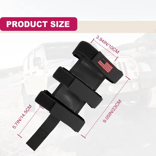 Vista 2 de 1 pieza de correa ajustable para soporte de extintor de incendios, compatible con Jeep Wrangler 1965-2022 JK JKU TJ CJ Gladiator, patrón de bandera