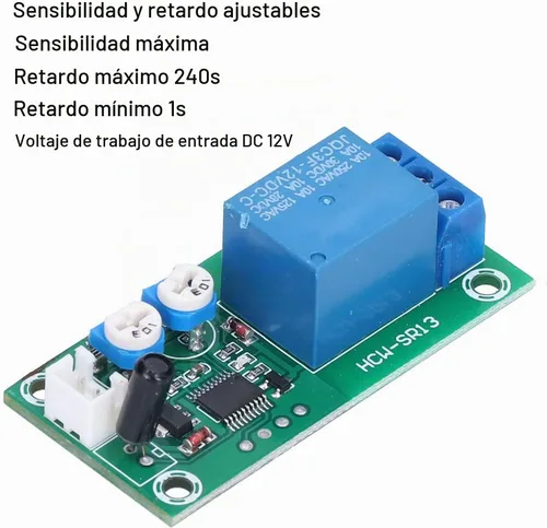Vista 5 de Módulo de sensor de vibración, DC 12V Sensibilidad Interruptor de retardo de tiempo DIY alta sensibilidad Módulo de alarma