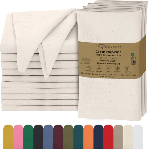 Vista 36 de Ruvanti - Servilletas de tela, paquete de 6, 45x45 centímetros, 100% algodón, lavables, suaves y absorbentes, perfectas para bodas, cenas de Belleza
