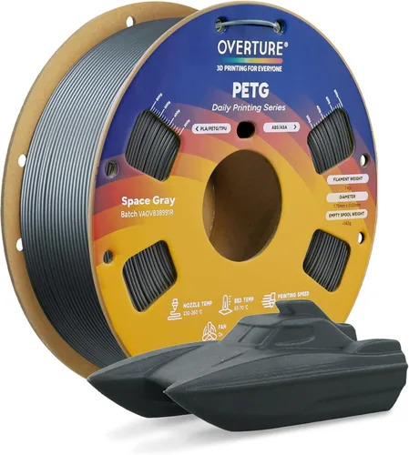 Vista 55 de OVERTURE - Filamento PETG de 1/16 de pulgada (1.75 mm) para impresora 3D y FDM, bien enrollado, duradero, carrete de 4.4 libras, dureza firme