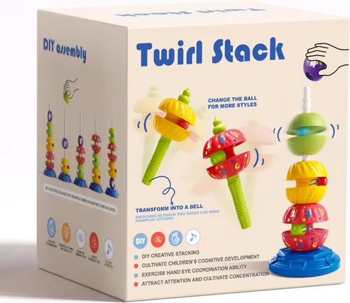 Vista 5 de Juguete giratorio apilable para bebé, juguete para autismo, aprendizaje sensorial, apilador en espiral, juguete Montessori para bebés, niñas, niños