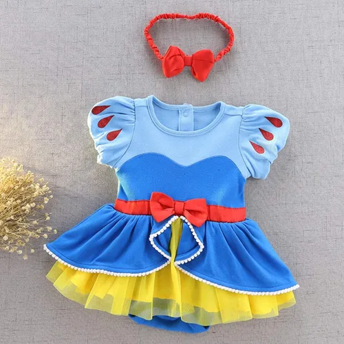 Vista 2 de MYRISAM - Disfraces de Navidad para bebés y niñas pequeñas, princesa Blancanieves, sirena, cumpleaños, mameluco, vestido tutú con diadema