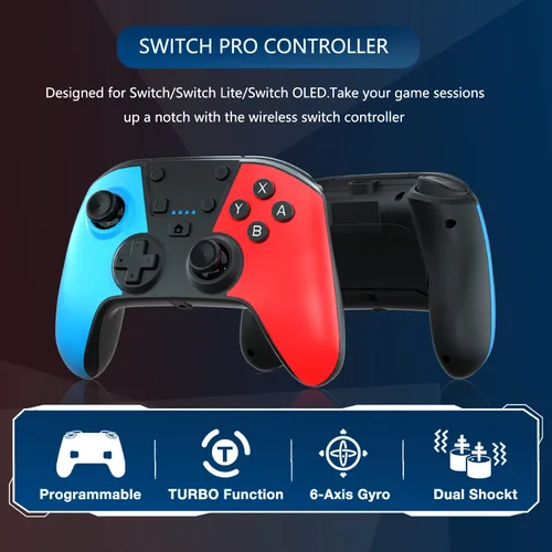 Vista 3 de Controlador de interruptor para Nintendo Switch, controlador Switch Pro para interruptor inalámbricoSwitch Lite remoto con doble vibración, eje