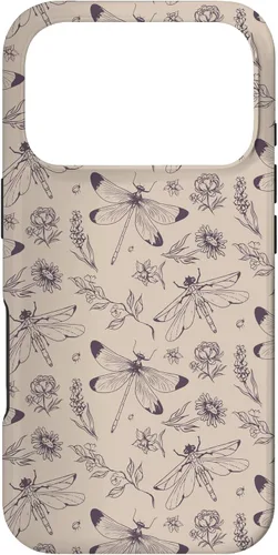 Vista 30 de Vintage Dragonfly Tan Sand Beige Wildflower Floral Flower Case for iPhone 16