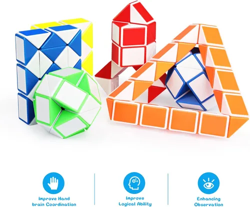 Vista 6 de Mini rompecabezas de cubo de serpiente para ansiedad (paquete de 12), recuerdos de fiesta, relleno de bolsa de golosinas, premios de carnaval