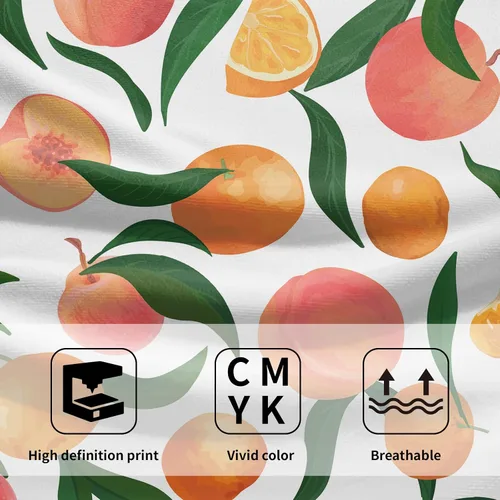 Vista 3 de Giwawa Juego de 2 toallas de mano de color naranja melocotón, toalla de cara con diseño de frutas, bonito diseño brillante y colorido, toalla facial
