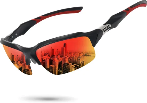 Vista 10 de Gafas de sol deportivas polarizadas para hombres y mujeres, envolventes alrededor de medio marco, ciclismo, pesca, ciclismo, correr, gafas de sol
