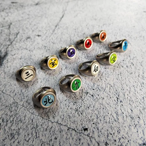 Vista 5 de Anime Rings Set Adjustable with Necklace Jewelry Cosplay Stuff Props Accessories