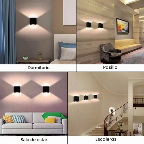 Vista 7 de Lightess Aplique de pared interior regulable de 10W, lámpara de pared LED moderna negra, luces de montaje en pared hacia arriba y hacia abajo, mini