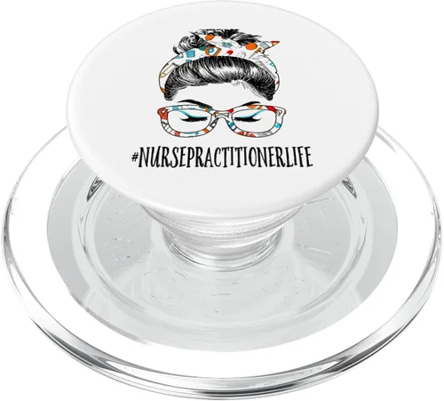 Vista 7 de Enfermera practicante Life Messy Hair Woman moño de cuidado de la salud PopSockets intercambiables PopGrip